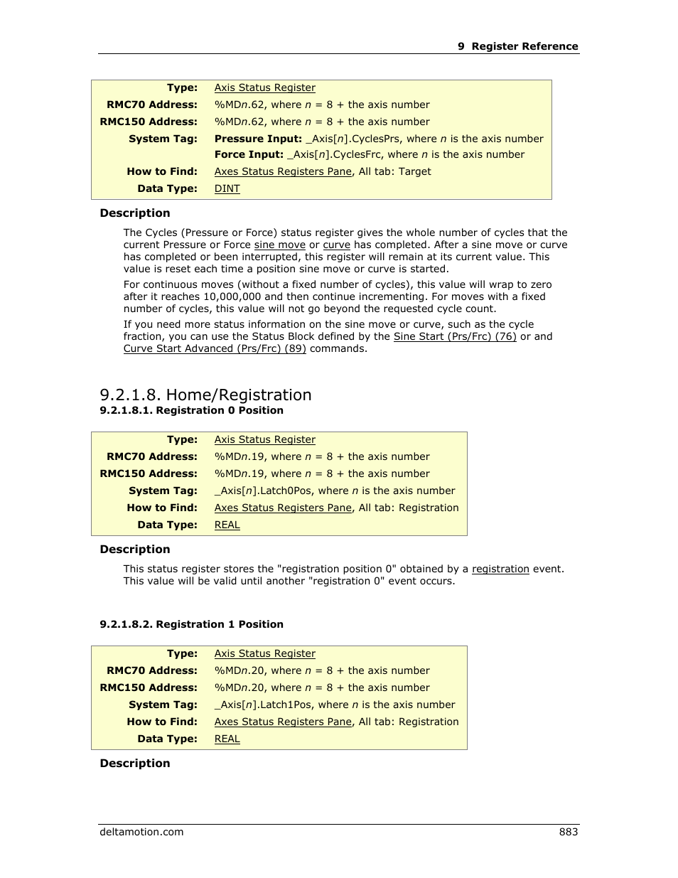 Home/registration, Registration 0 position, Registration 1 position | E registration 0 position, R registration 1 position | Delta RMC151 User Manual | Page 903 / 1221