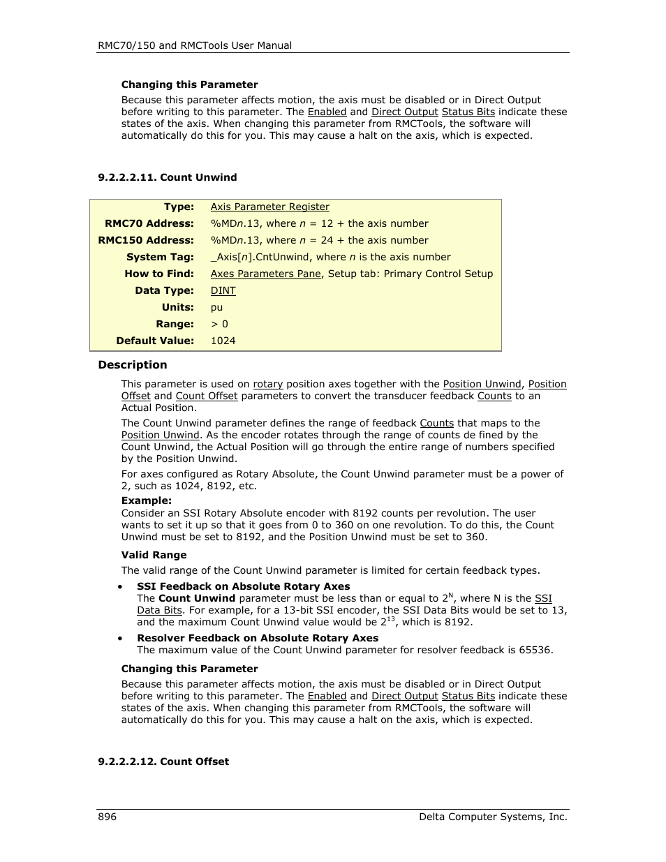 Count unwind, Count offset, E count | Unwind, E count unwind, Count unwind), E count offset, R count offset | Delta RMC151 User Manual | Page 916 / 1221