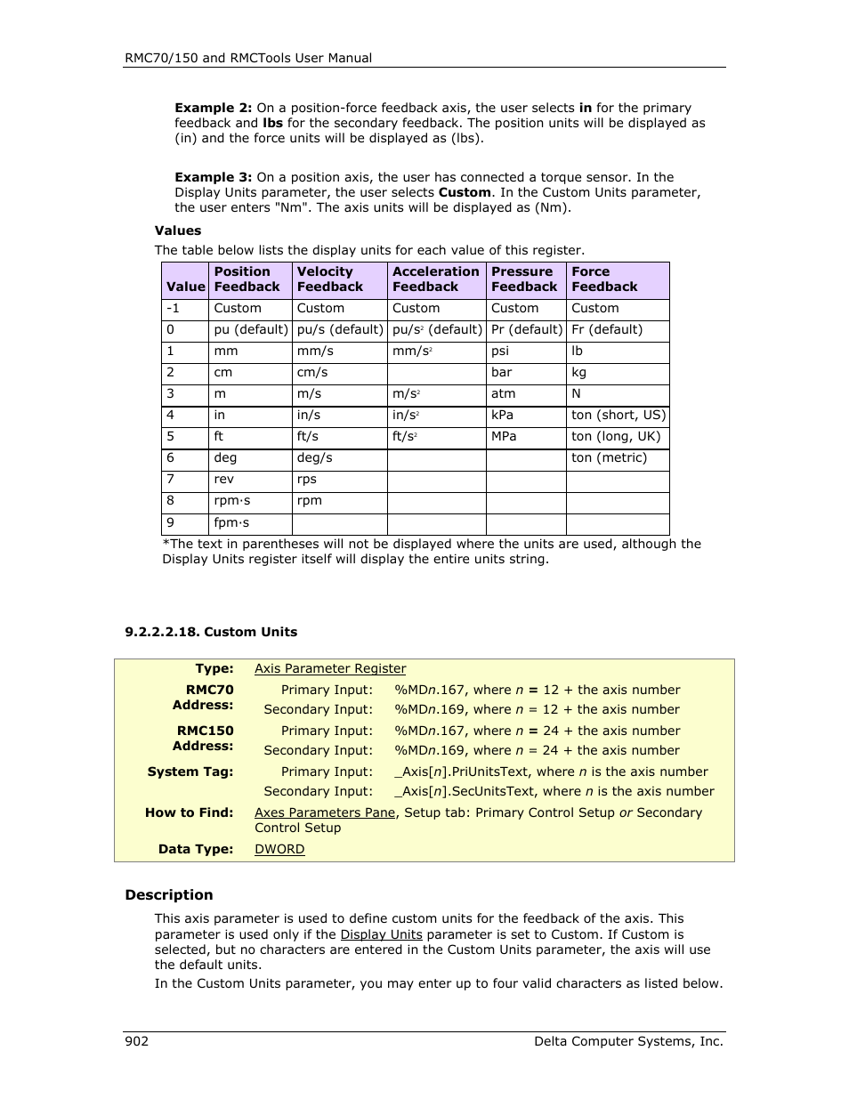 Custom units | Delta RMC151 User Manual | Page 922 / 1221