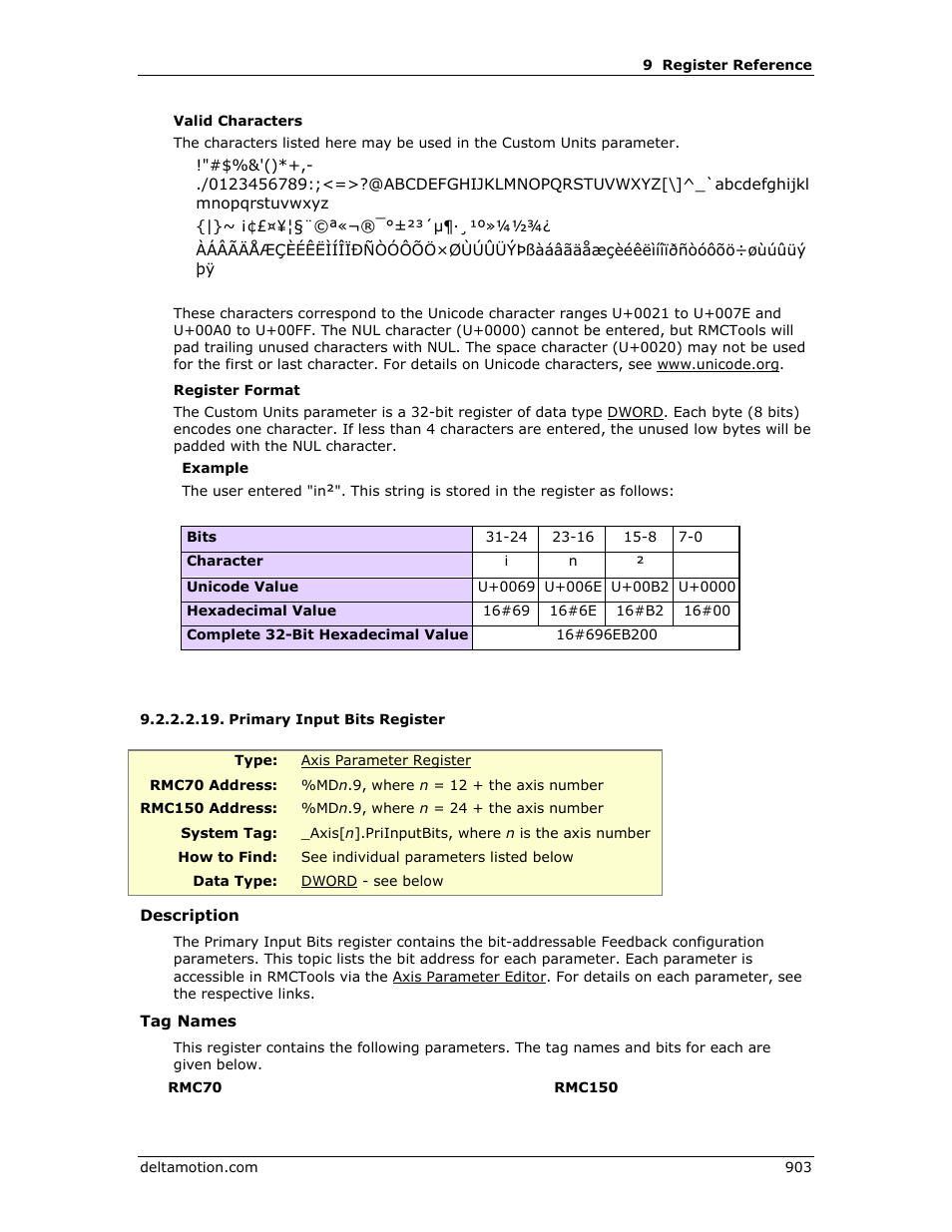 Primary input bits register, E primary input bits register | Delta RMC151 User Manual | Page 923 / 1221