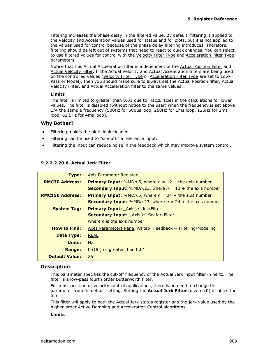 Actual jerk filter, E actual jerk filter | Delta RMC151 User Manual | Page 929 / 1221