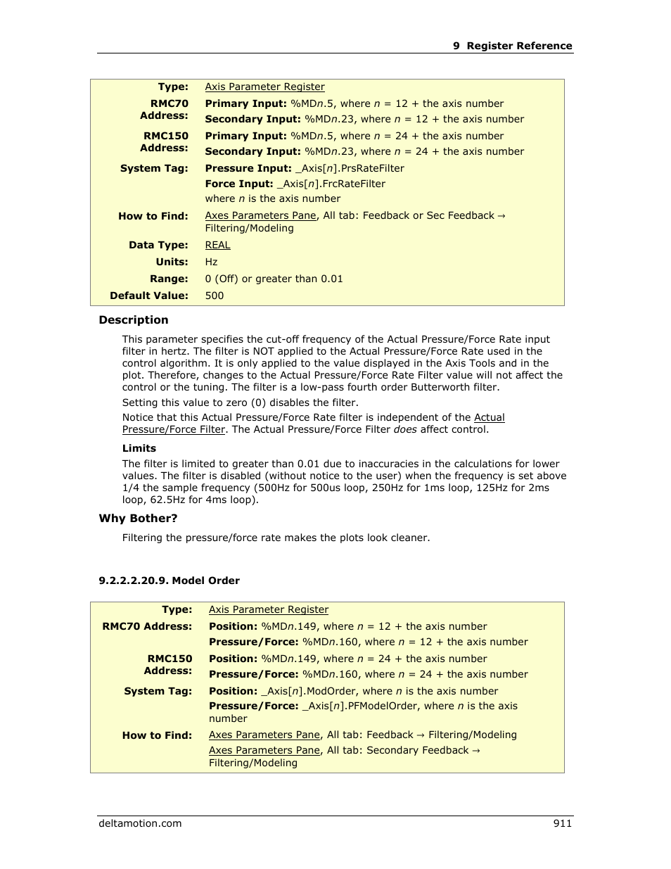 Model order, Model parameters | Delta RMC151 User Manual | Page 931 / 1221