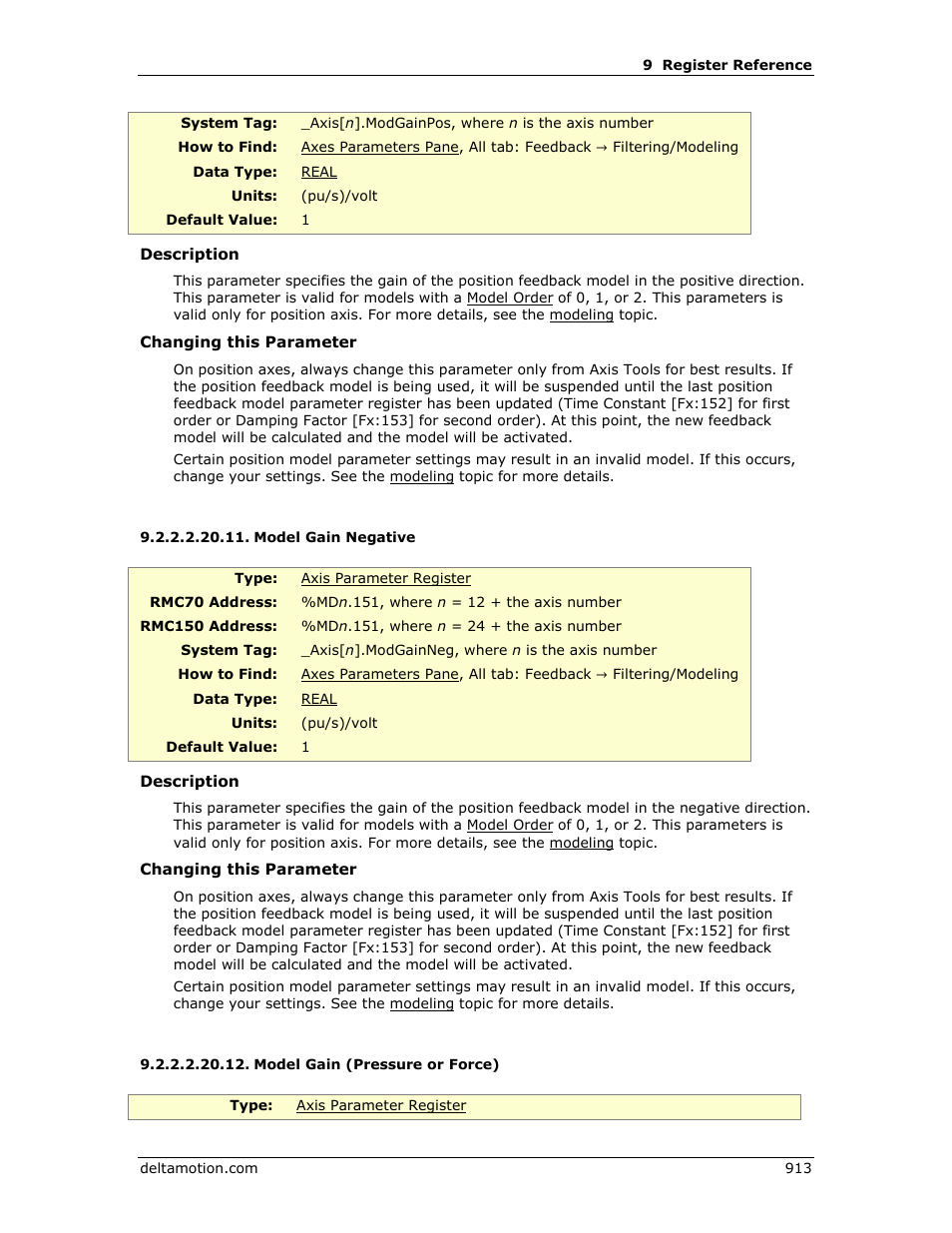 Model gain negative, Model gain (pressure or force), Model gain pressure/force | Delta RMC151 User Manual | Page 933 / 1221