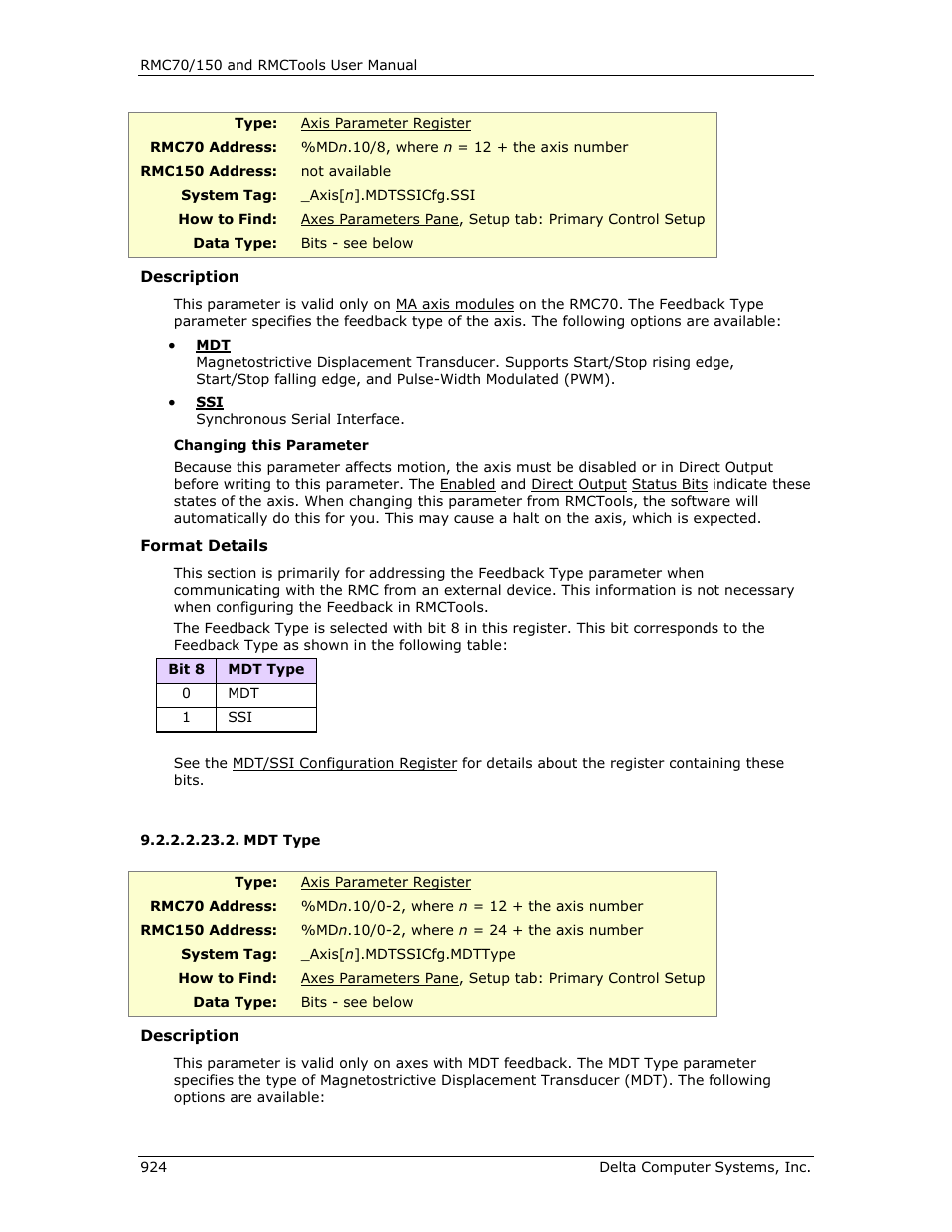 Mdt type | Delta RMC151 User Manual | Page 944 / 1221