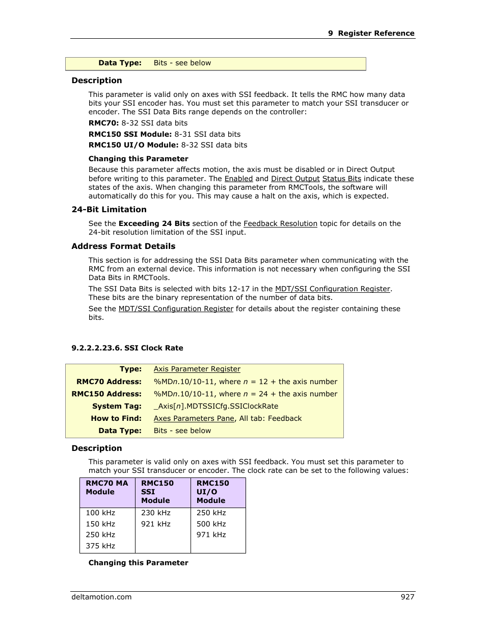 Ssi clock rate, E ssi clock rate | Delta RMC151 User Manual | Page 947 / 1221