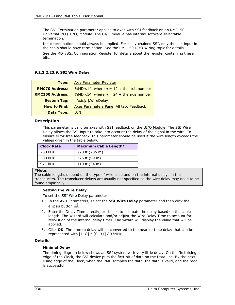 Ssi wire delay, E ssi wire, Delay | Ssi wire, E ssi wire delay | Delta RMC151 User Manual | Page 950 / 1221