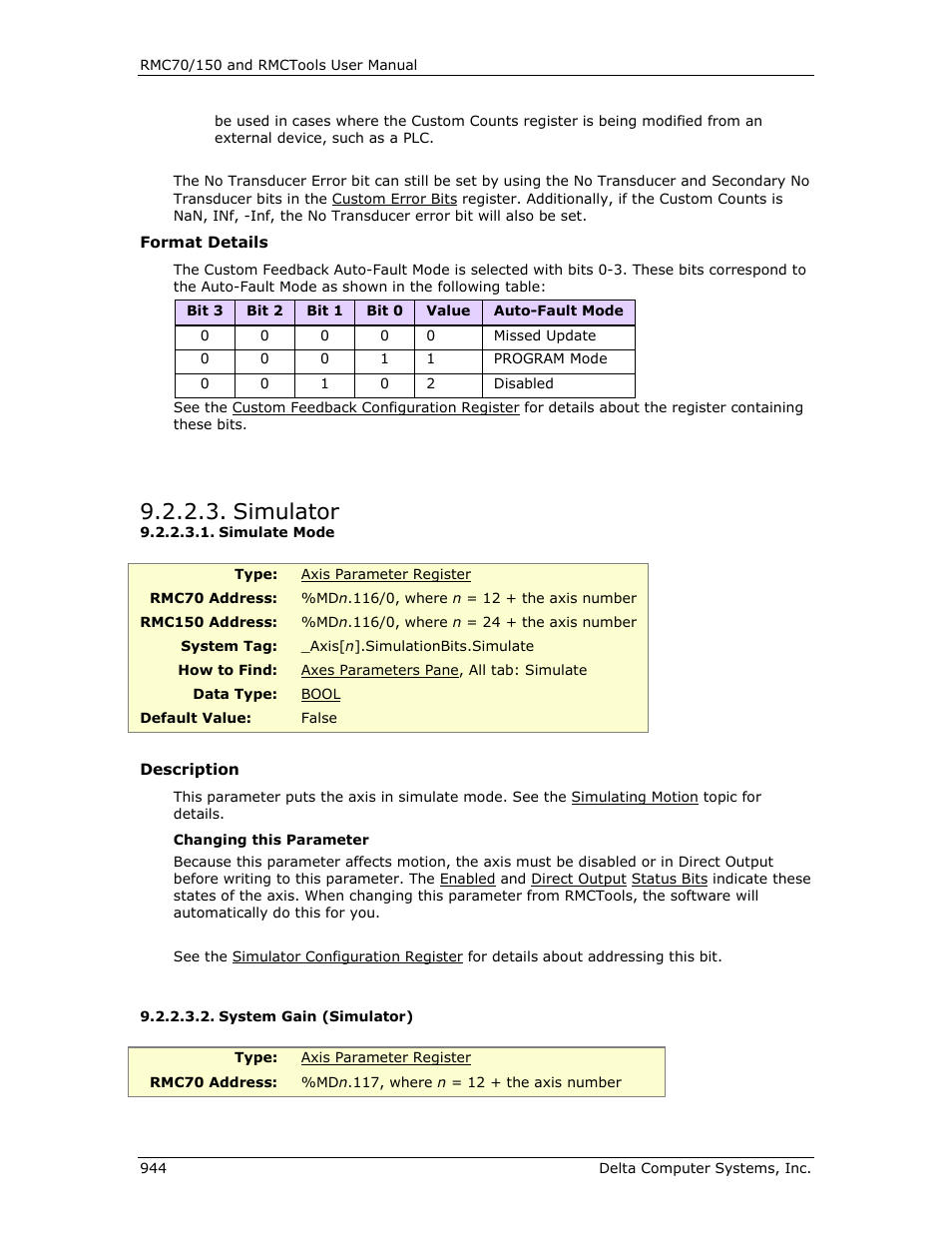 Simulator, Simulate mode, System gain (simulator) | System gain, E system gain | Delta RMC151 User Manual | Page 964 / 1221