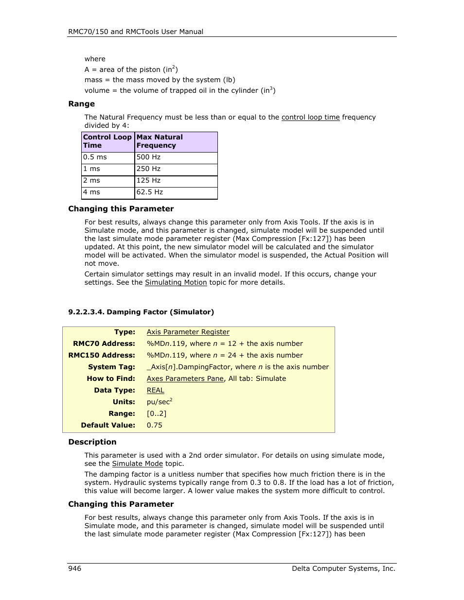 Damping factor (simulator), Damping factor, Damping | Factor | Delta RMC151 User Manual | Page 966 / 1221