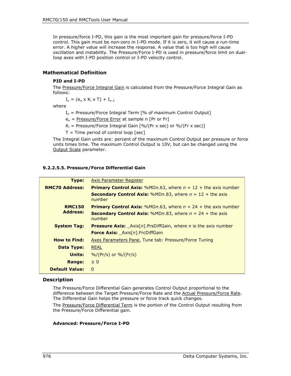 Pressure/force differential gain, Ee pressure/force differential gain | Delta RMC151 User Manual | Page 996 / 1221