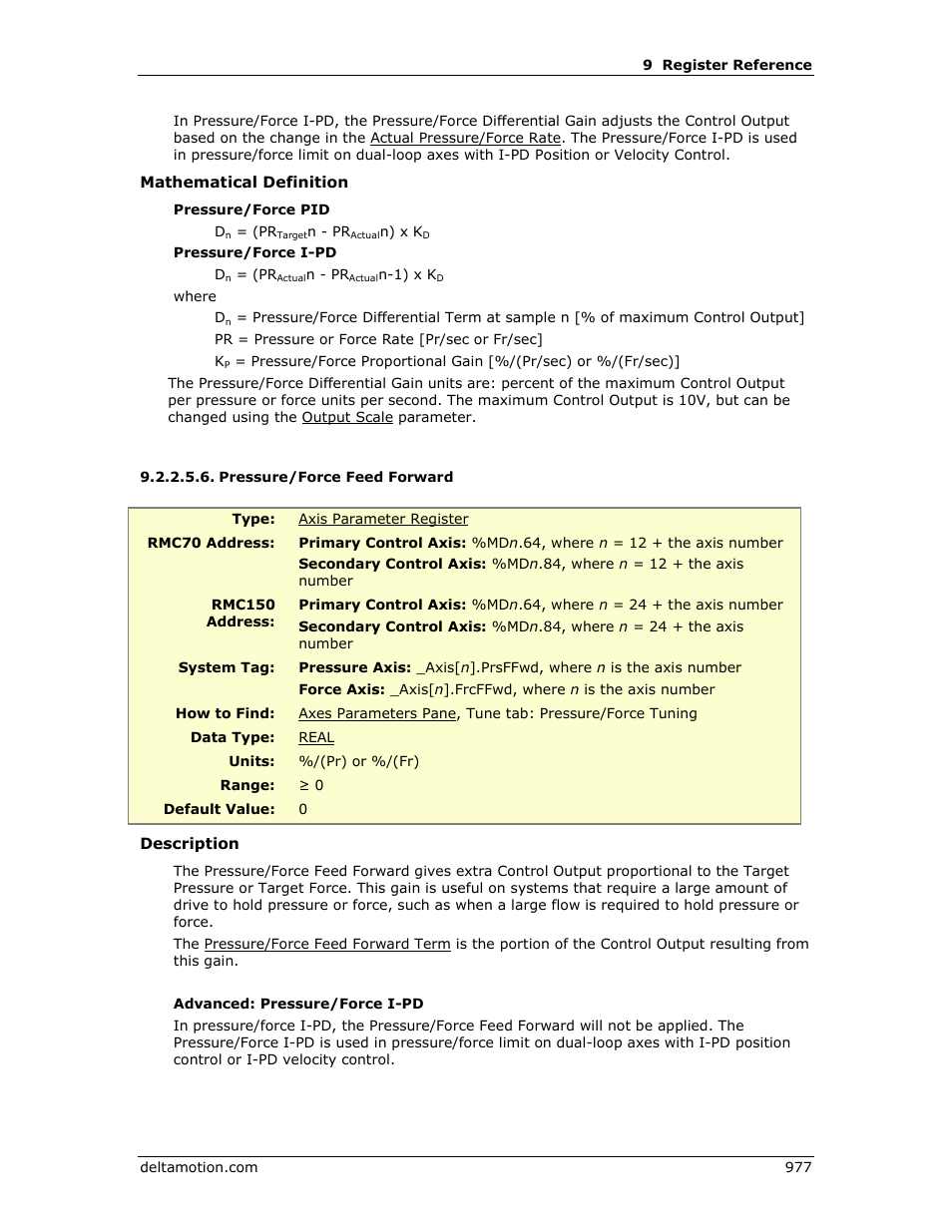 Pressure/force feed forward, Ee pressure/force feed forward | Delta RMC151 User Manual | Page 997 / 1221