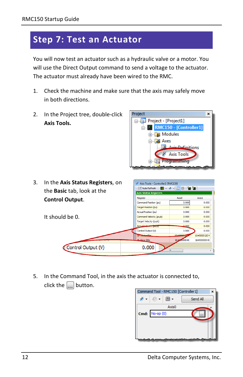 Step 7: test an actuator | Delta RMC151 User Manual | Page 14 / 44