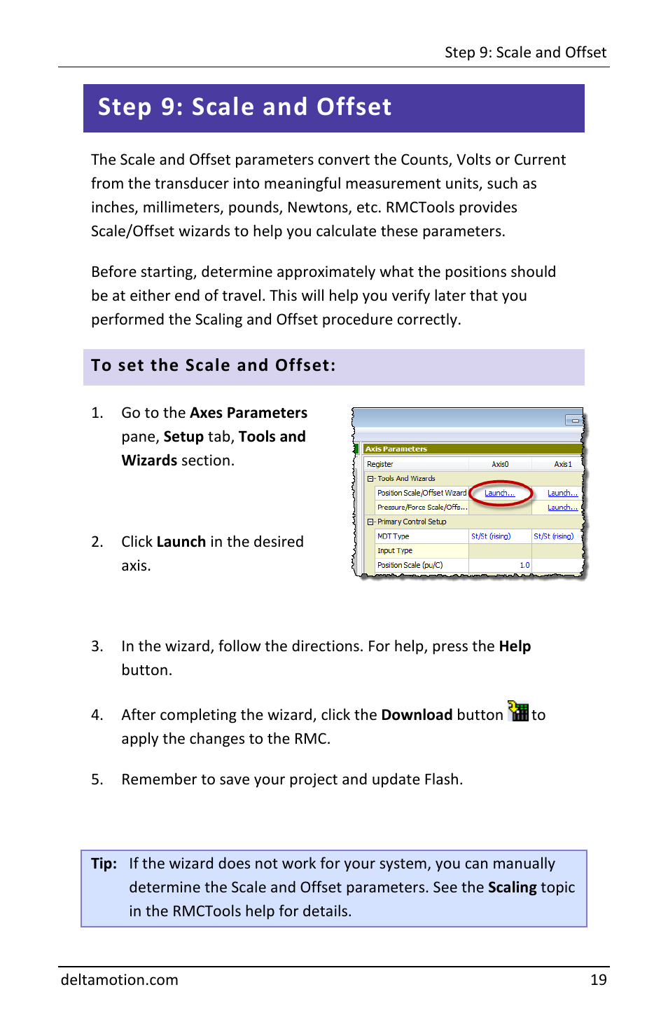 Step 9: scale and offset, To set the scale and offset | Delta RMC151 User Manual | Page 21 / 44