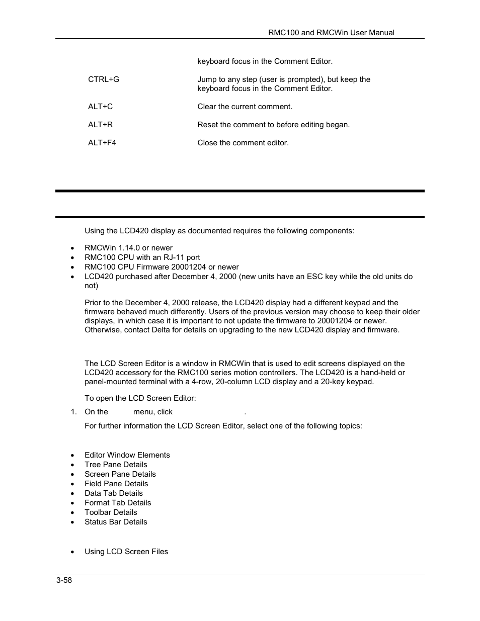 8 lcd screen editor, Lcd screen editor: overview, Lcd screen editor -58 | Lcd screen editor: overview -58, 1 lcd screen editor: overview | Delta RMC101 User Manual | Page 108 / 951