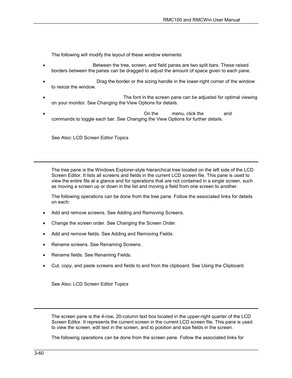 Lcd screen editor: tree pane details, Lcd screen editor: screen pane details, 2 lcd screen editor: tree pane details | 3 lcd screen editor: screen pane details | Delta RMC101 User Manual | Page 110 / 951