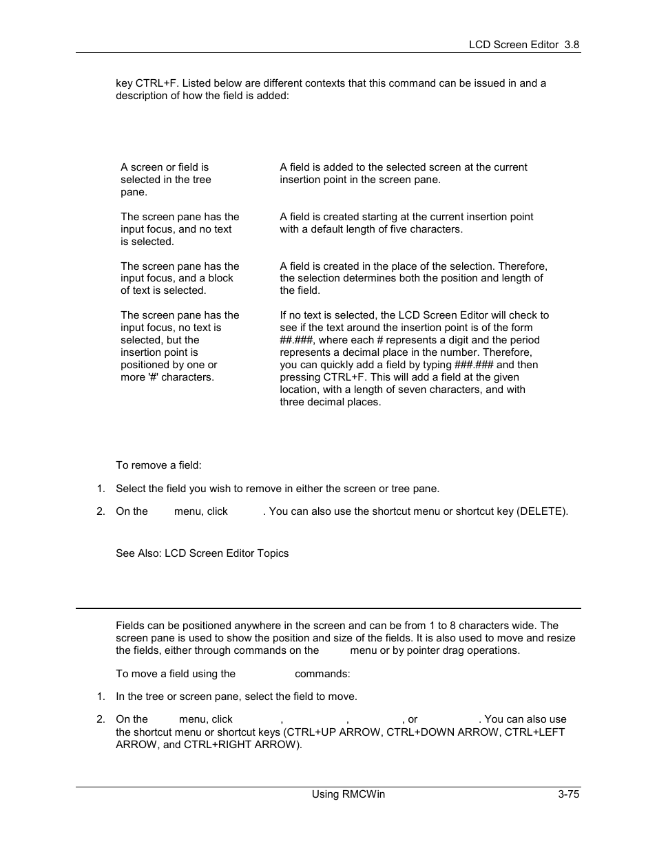Lcd screen editor: moving and resizing fields, Lcd screen editor: moving and resizing fields -75, 2 lcd screen editor: moving and resizing fields | Delta RMC101 User Manual | Page 125 / 951