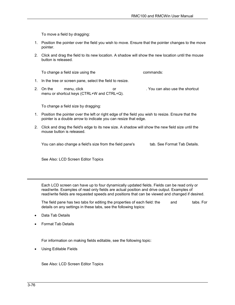 Lcd screen editor: editing field properties, Lcd screen editor: editing field properties -76, 3 lcd screen editor: editing field properties | Delta RMC101 User Manual | Page 126 / 951