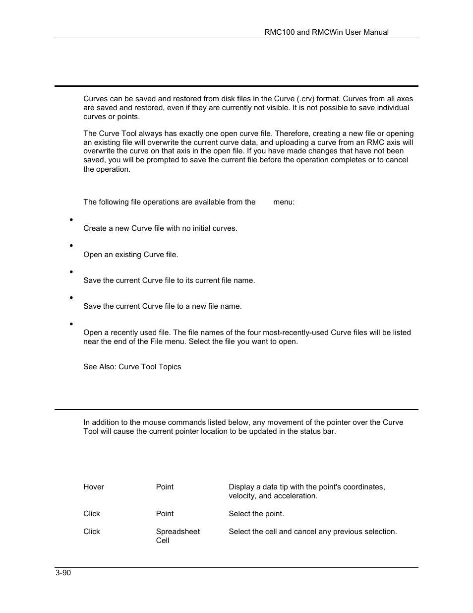 Curve tool: using curve files, Curve tool: mouse commands, 2 curve tool: using curve files | 3 curve tool: mouse commands | Delta RMC101 User Manual | Page 140 / 951