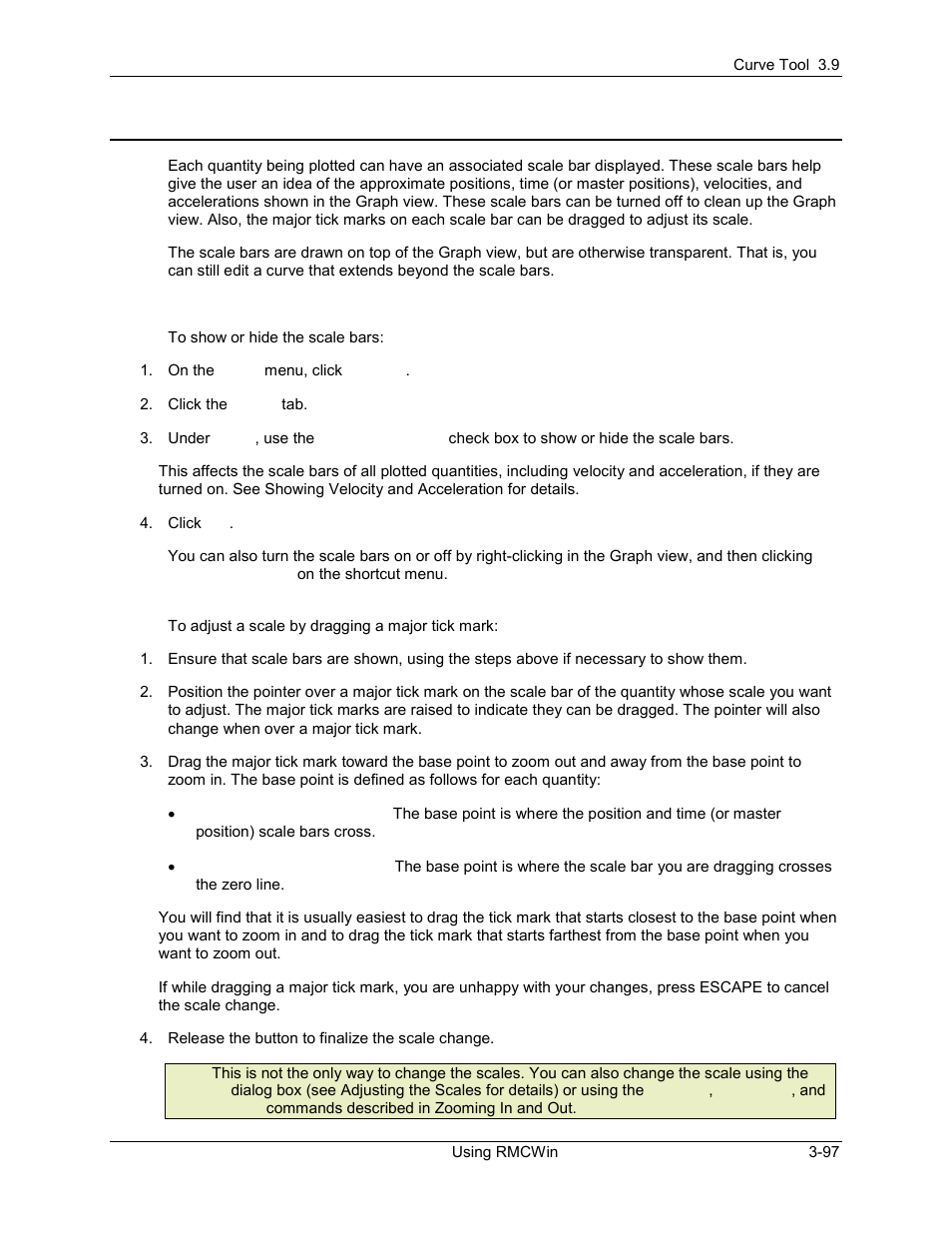 Curve tool: using the scale bars, Curve tool: using the scale bars -97, 5 curve tool: using the scale bars | Delta RMC101 User Manual | Page 147 / 951