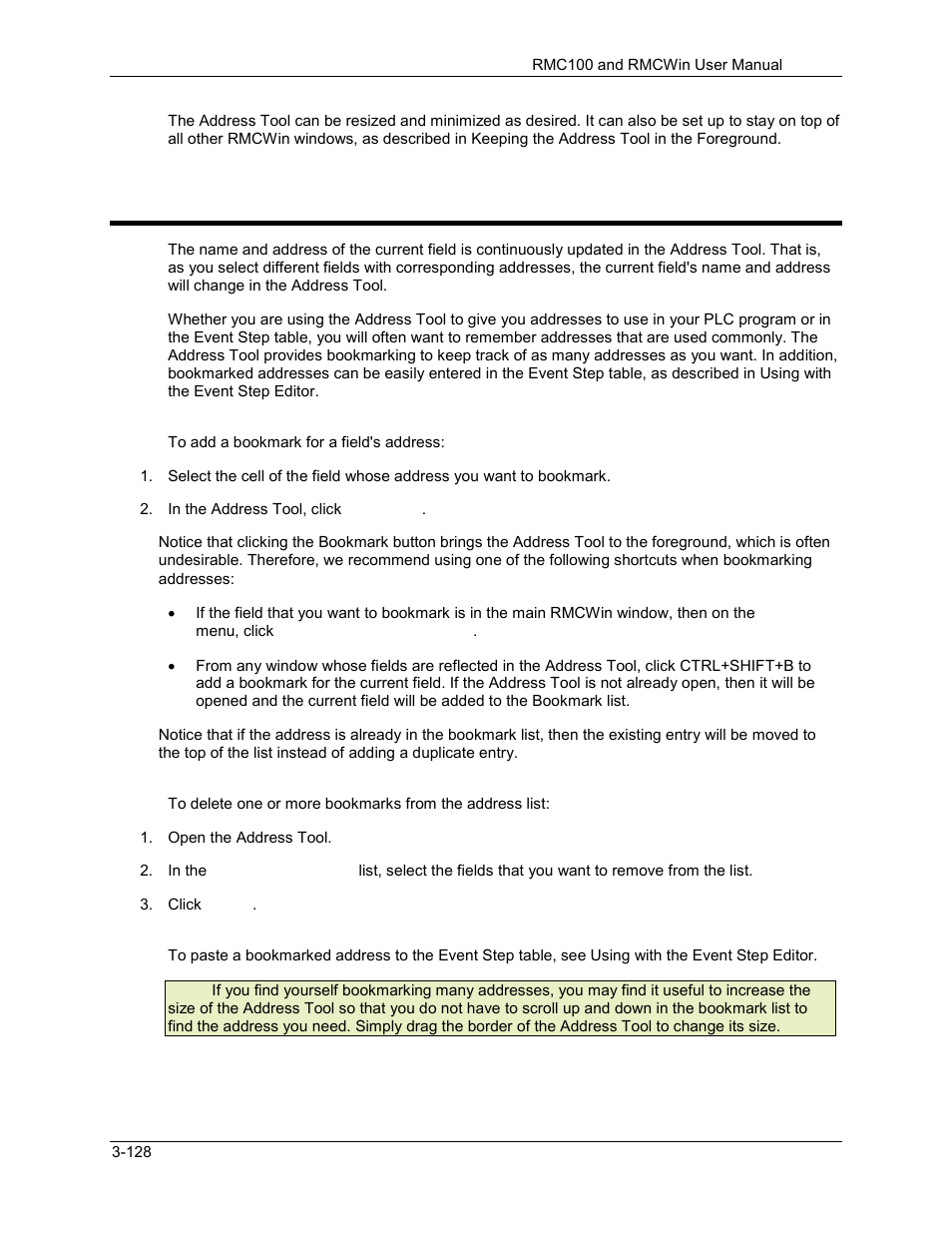 Address tool: bookmarking addresses, Address tool: bookmarking addresses -128, 2 address tool: bookmarking addresses | Delta RMC101 User Manual | Page 178 / 951