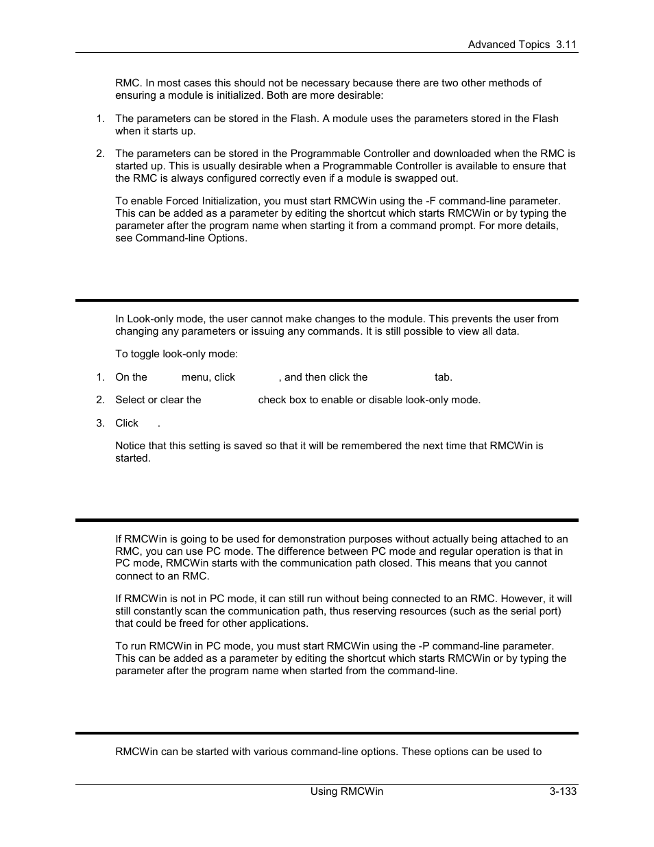 Using look-only mode, Using pc mode, Command-line options | 5 using look-only mode, 6 using pc mode, 7 command-line options | Delta RMC101 User Manual | Page 183 / 951