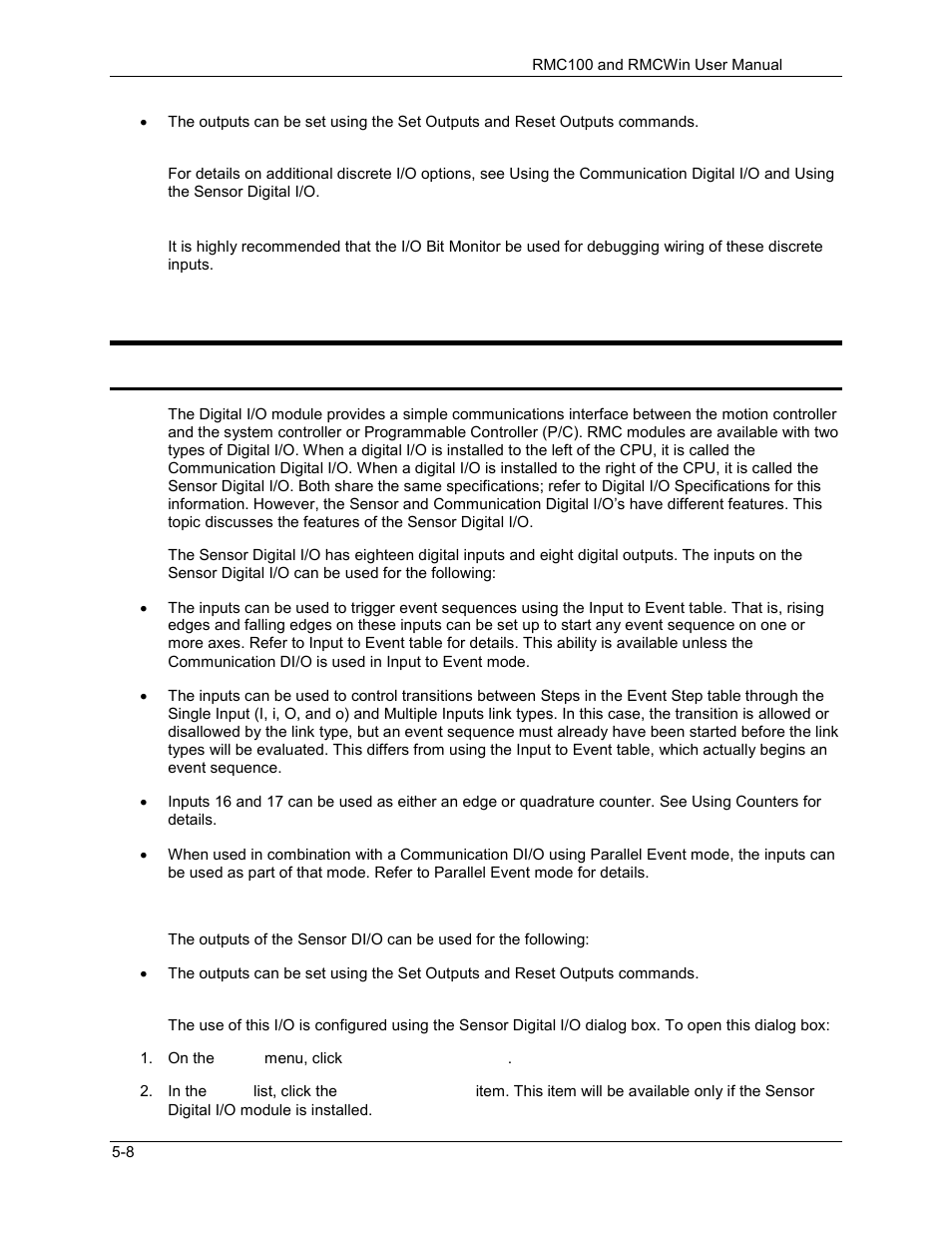 5 sensor digital i/o, Using the sensor digital i/o, Sensor digital i/o -8 | Using the sensor digital i/o -8, 1 using the sensor digital i/o | Delta RMC101 User Manual | Page 258 / 951