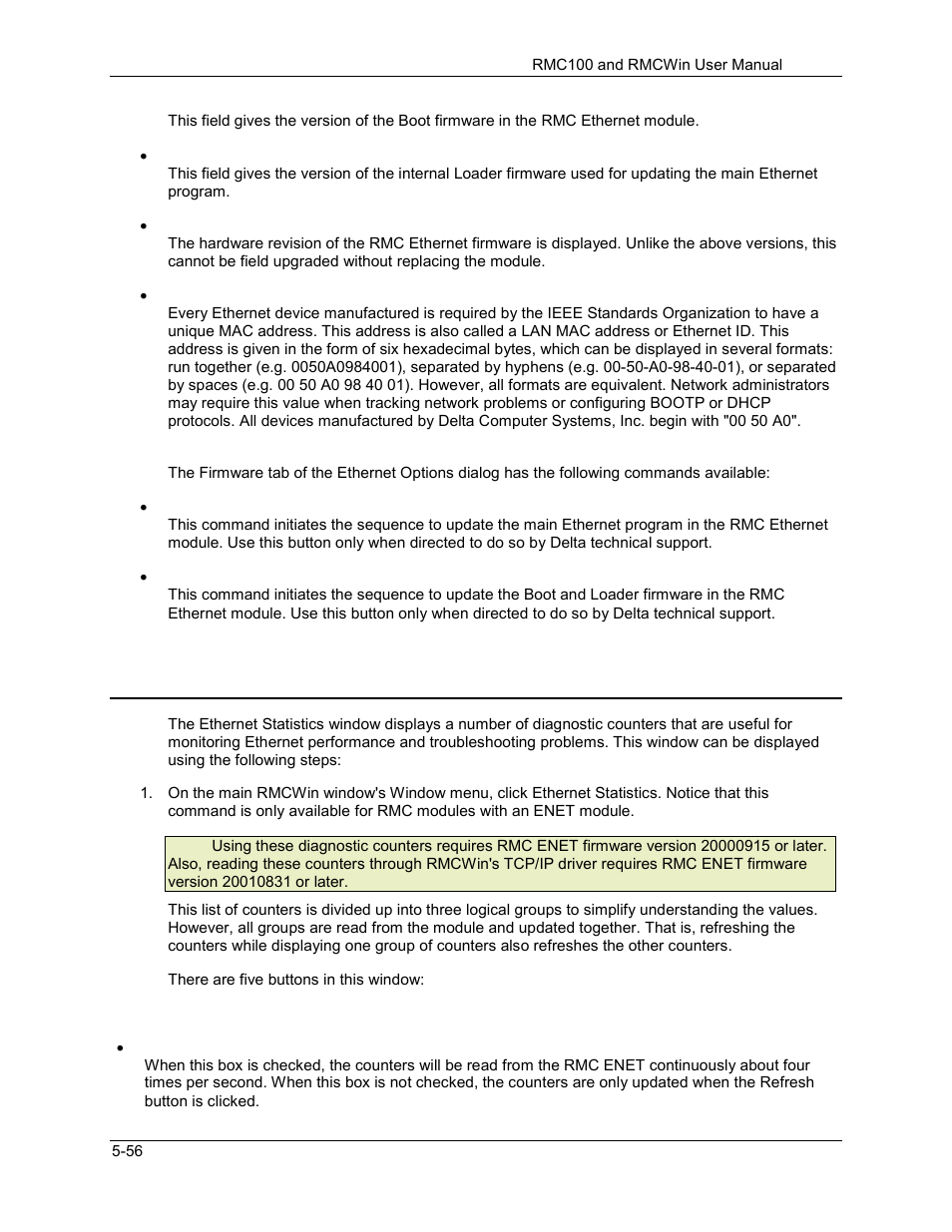 Rmc ethernet statistics, Rmc ethernet statistics -56, 4 rmc ethernet statistics | Delta RMC101 User Manual | Page 306 / 951