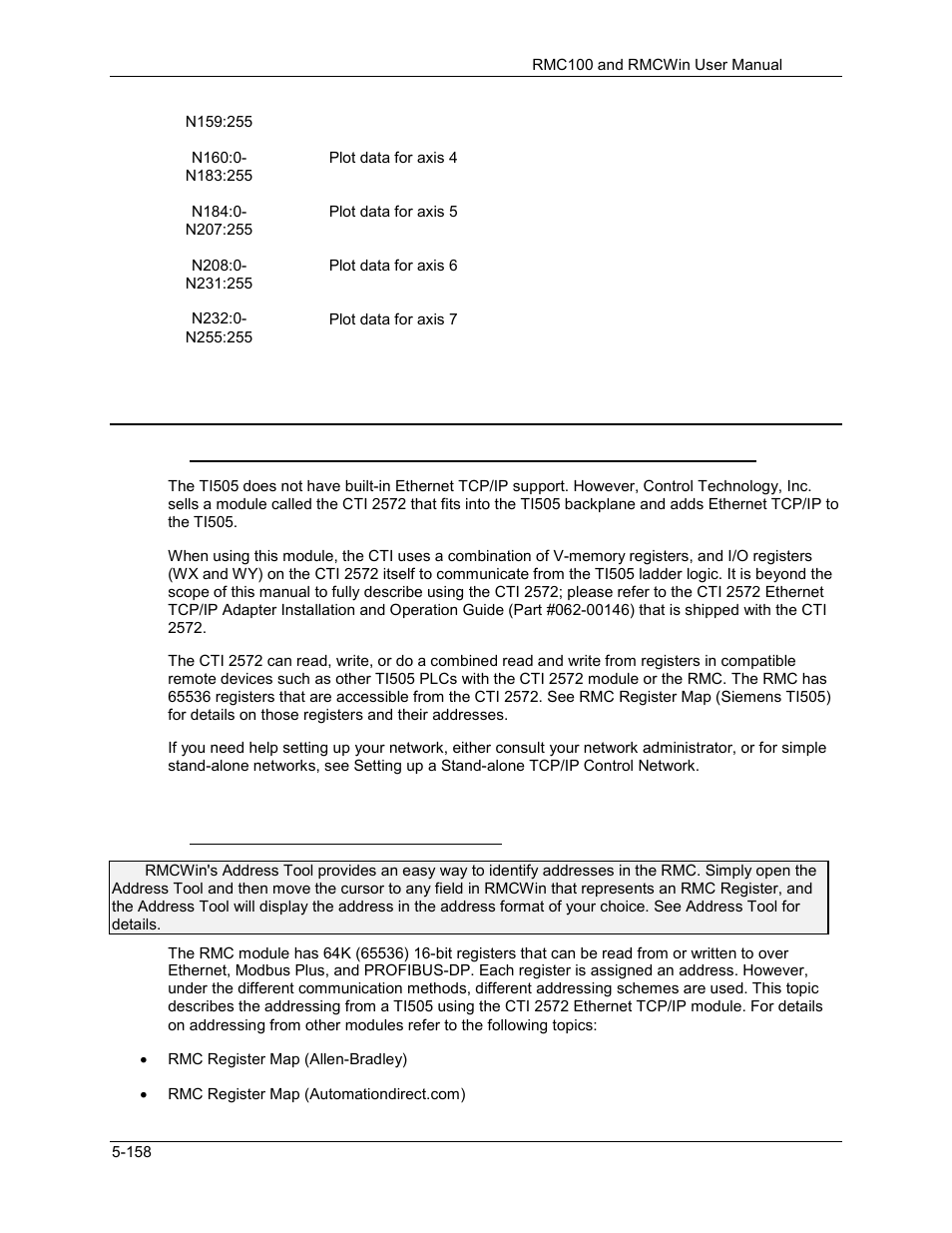 7 siemens simatic ti505, Rmc register map (siemens ti505), Siemens simatic ti505 -158 | Delta RMC101 User Manual | Page 408 / 951