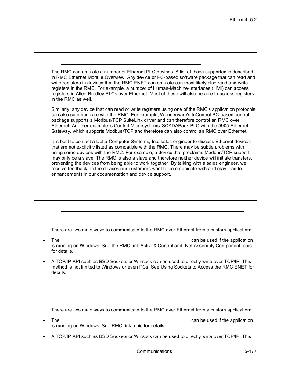 10 other plcs and pc-based control packages, Using other ethernet packages with the rmc enet, 11 custom ethernet devices and applications | Using sockets to access the rmc enet, Other plcs and pc-based control packages -177, Custom ethernet devices and applications -177 | Delta RMC101 User Manual | Page 427 / 951