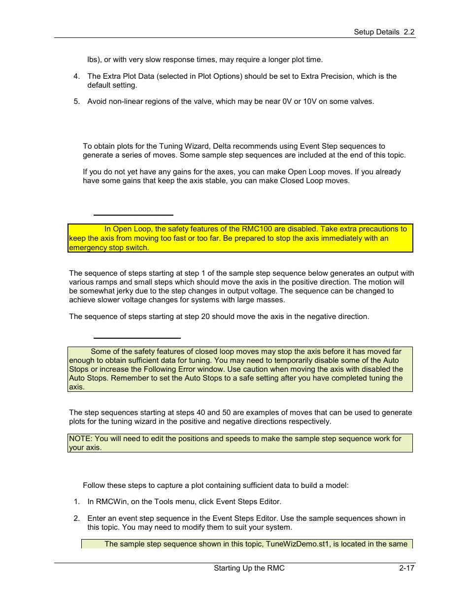 1 open loop moves, 2 closed loop moves, Open loop moves -17 closed loop moves -17 | Delta RMC101 User Manual | Page 45 / 951