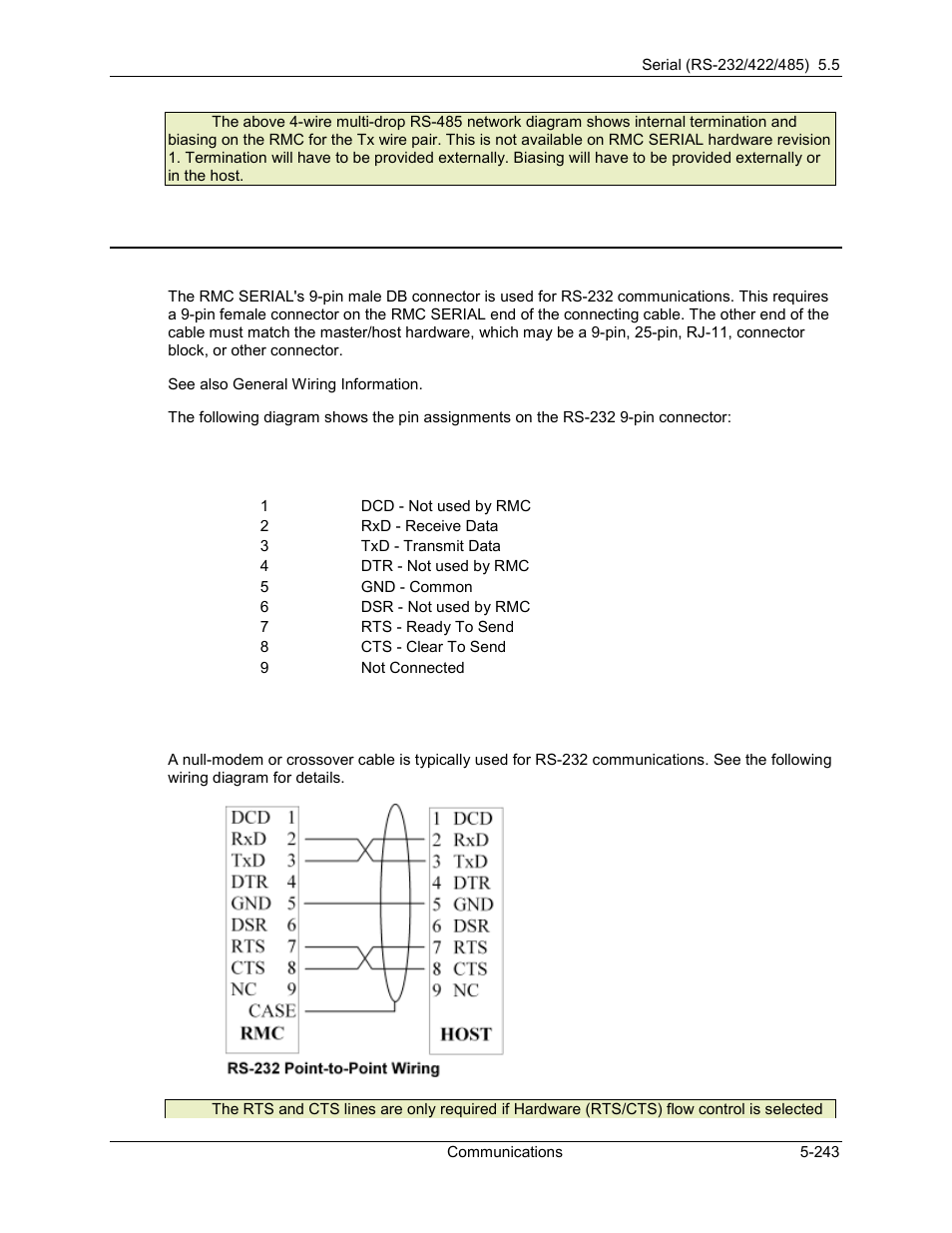 Rs-232 wiring for the rmc serial, Rs-232 wiring for the rmc serial -243, 5 rs-232 wiring for the rmc serial | Delta RMC101 User Manual | Page 493 / 951