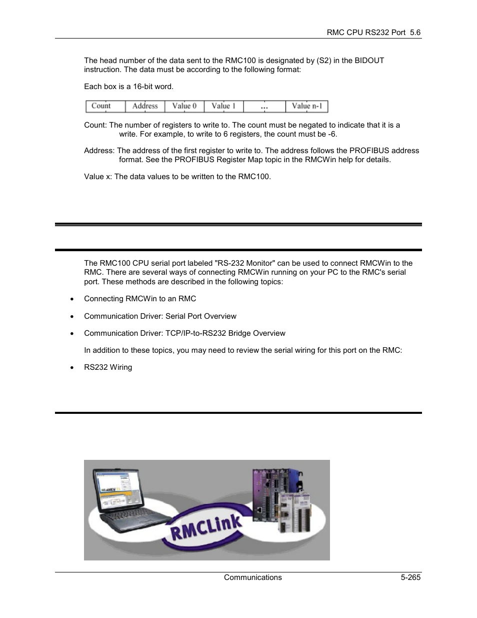 6 rmc cpu rs232 port, Using the cpu rs-232 port with rmcwin, Rmclink activex control and .net assembly | Rmc cpu rs232 port -265, 1 using the cpu rs-232 port with rmcwin | Delta RMC101 User Manual | Page 515 / 951