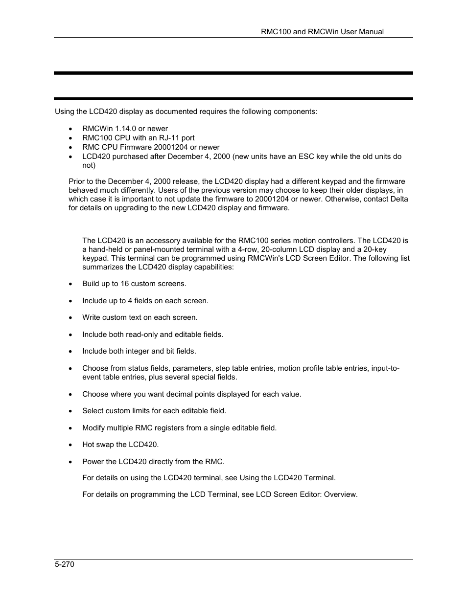 7 lcd420 terminal, Lcd display terminal overview, Lcd420 terminal -270 | Lcd display terminal overview -270, 1 lcd display terminal overview | Delta RMC101 User Manual | Page 520 / 951