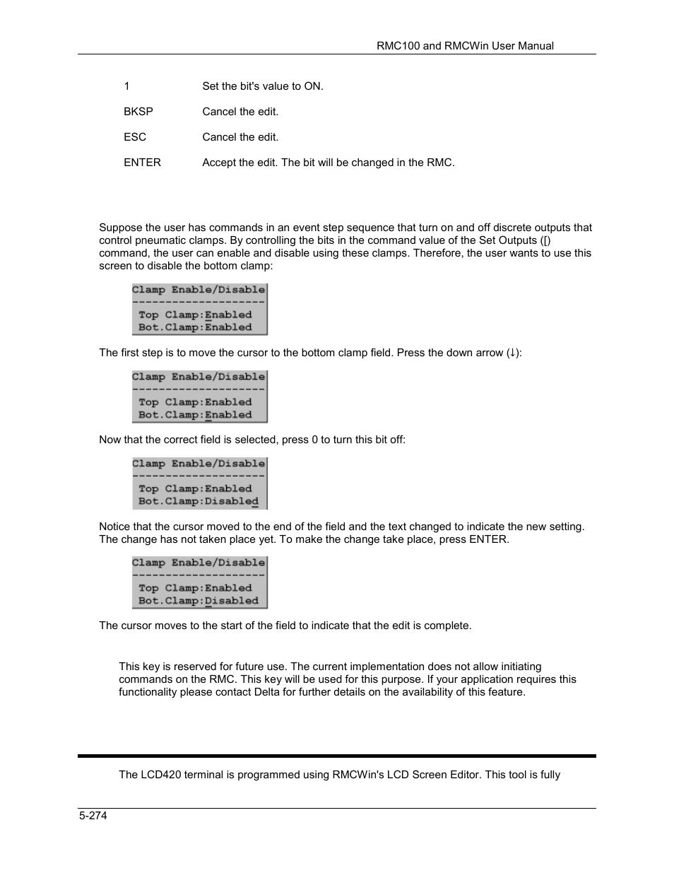 Programming the lcd420 terminal, Programming the lcd420 terminal -274, 3 programming the lcd420 terminal | Delta RMC101 User Manual | Page 524 / 951