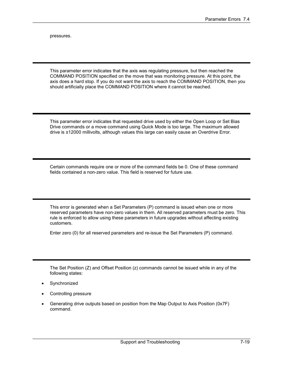 Reached command position while regulating pressure, Requested drive too large, Reserved command parameter must be 0 | Reserved parameters must be zero, 54 requested drive too large, 55 reserved command parameter must be 0, 56 reserved parameters must be zero | Delta RMC101 User Manual | Page 643 / 951