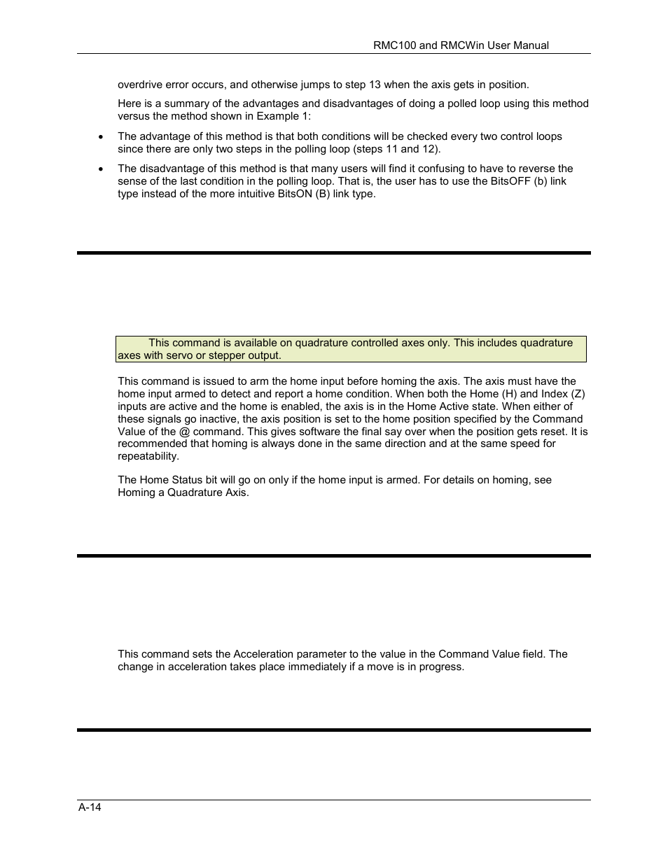 Arm home command, Change acceleration command, Amp enable/disable command | A.1.9 arm home command, A.1.10 change acceleration command, A.1.11 amp enable/disable command | Delta RMC101 User Manual | Page 666 / 951