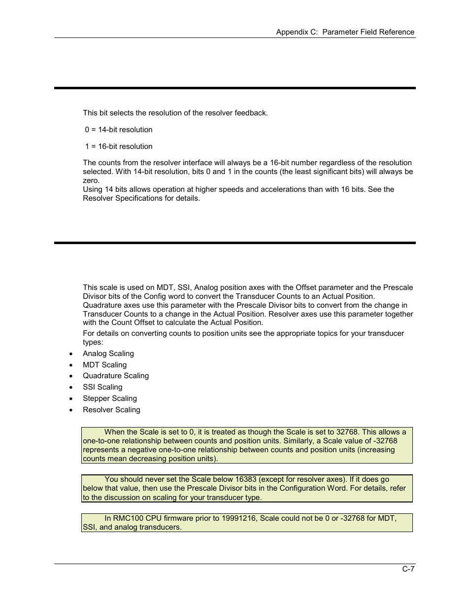 C.1.6 configuration bits - resolver specific, Scale, C.1.7 scale | Delta RMC101 User Manual | Page 777 / 951