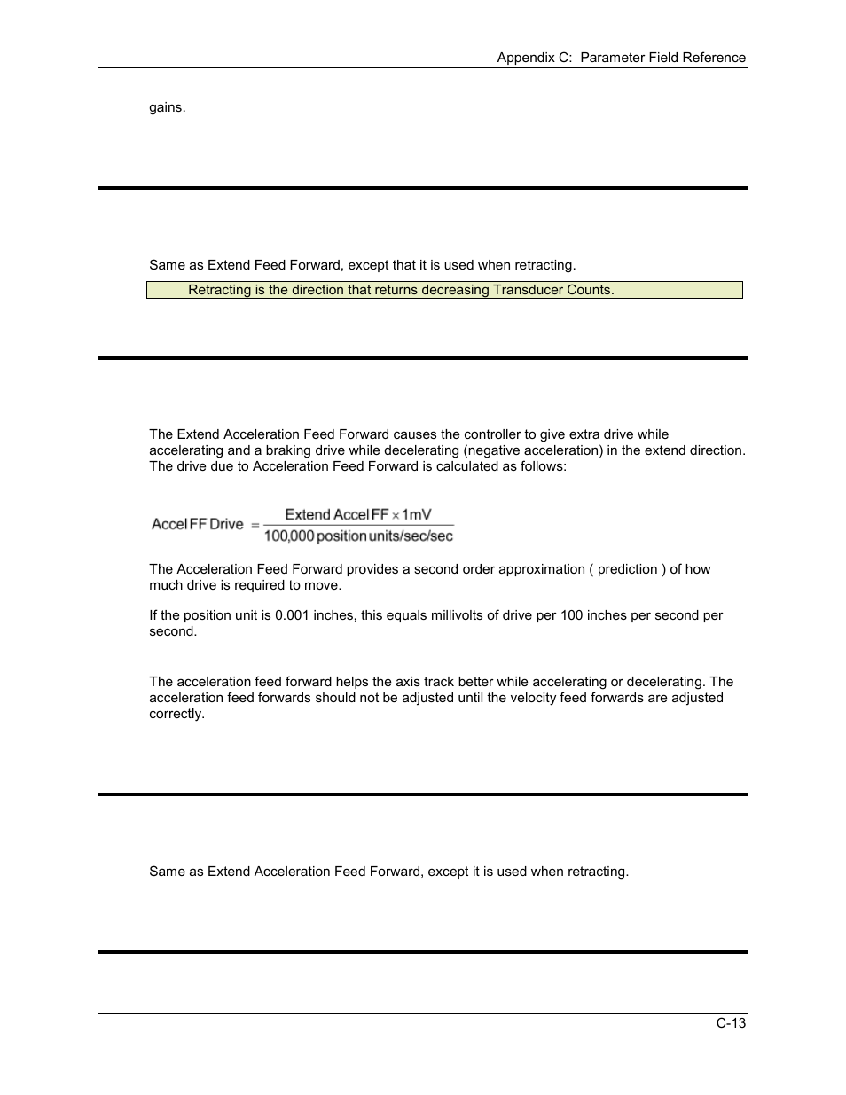 Retract feed forward, Extend acceleration feed forward, Retract acceleration feed forward | Dead band eliminator, C.1.15 retract feed forward, C.1.16 extend acceleration feed forward, C.1.17 retract acceleration feed forward, C.1.18 dead band eliminator | Delta RMC101 User Manual | Page 783 / 951