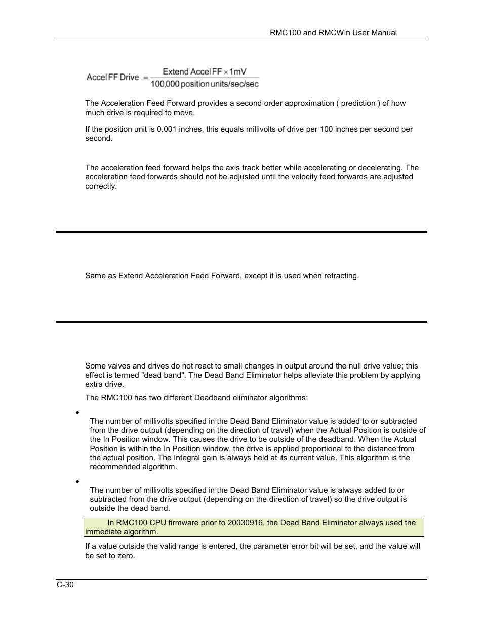 Retract acceleration feed forward, Dead band eliminator, C.2.14 retract acceleration feed forward | C.2.15 dead band eliminator | Delta RMC101 User Manual | Page 800 / 951