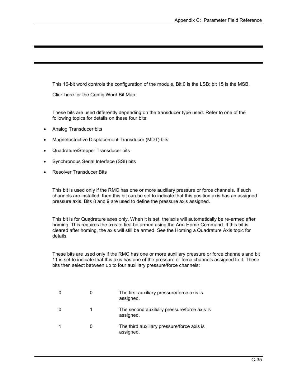 Configuration word, C.3 quadrature with stepper output parameters, C.3.1 configuration word | Delta RMC101 User Manual | Page 805 / 951