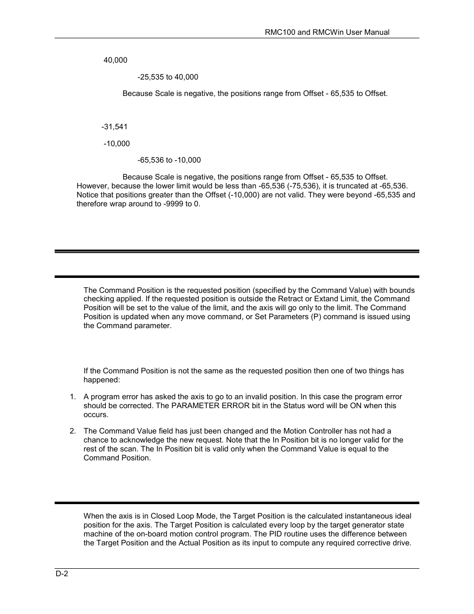 Command position, Target position, D.2 position status fields | D.2.1 command position, D.2.2 target position | Delta RMC101 User Manual | Page 864 / 951