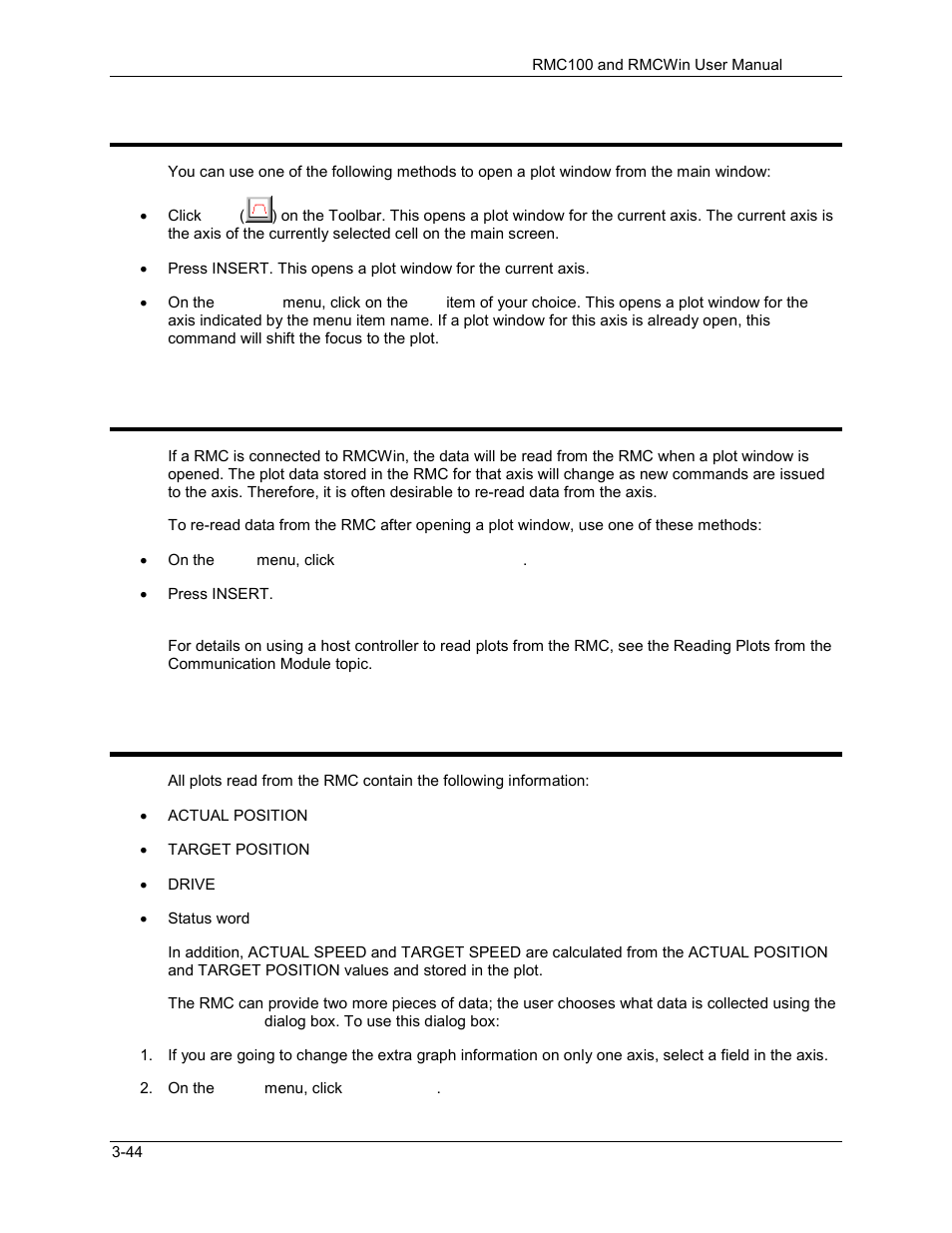 Opening a plot window, Reading plot data from the motion controller, Selecting the data to plot | 2 opening a plot window, 3 reading plot data from the motion controller, 4 selecting the data to plot | Delta RMC101 User Manual | Page 94 / 951