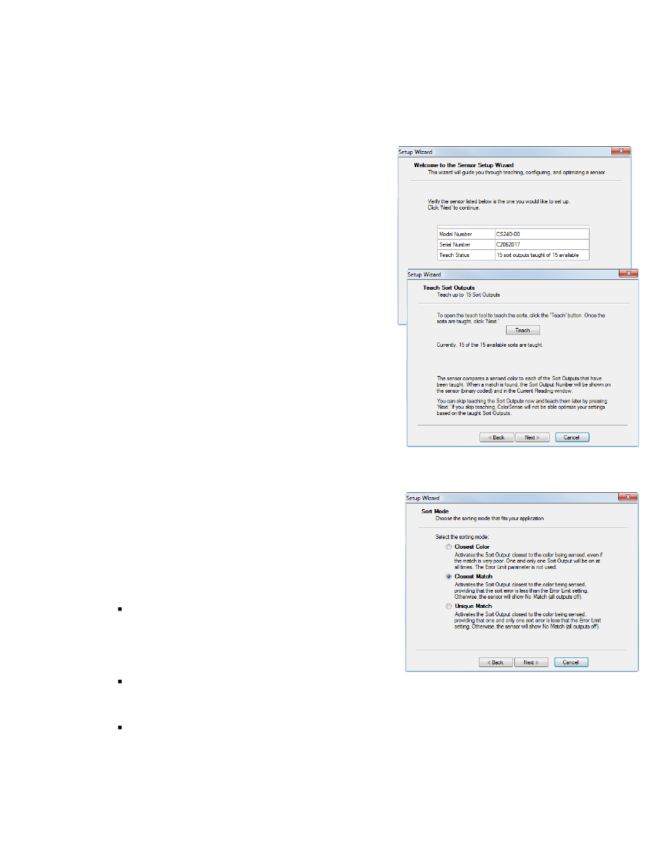 Setting options using the setup wizard, 1 sorting options, Sorting options | Delta CS24D User Manual | Page 19 / 34