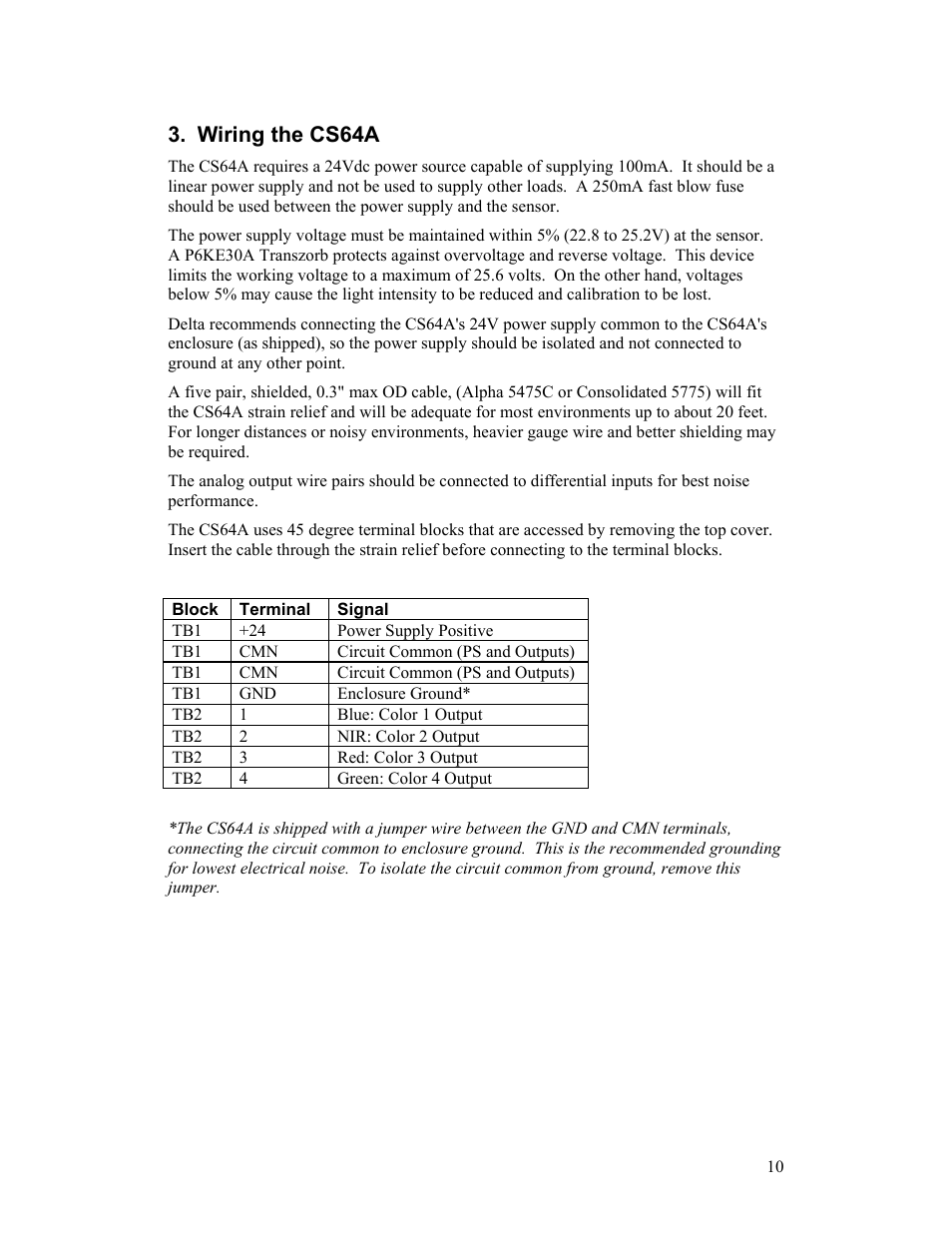 Wiring the cs64a | Delta CS64A User Manual | Page 10 / 22