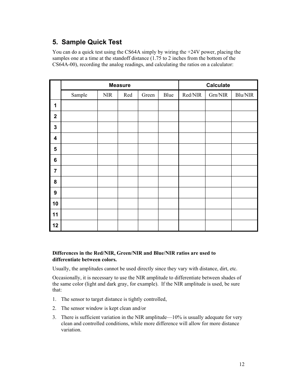 Sample quick test | Delta CS64A User Manual | Page 12 / 22