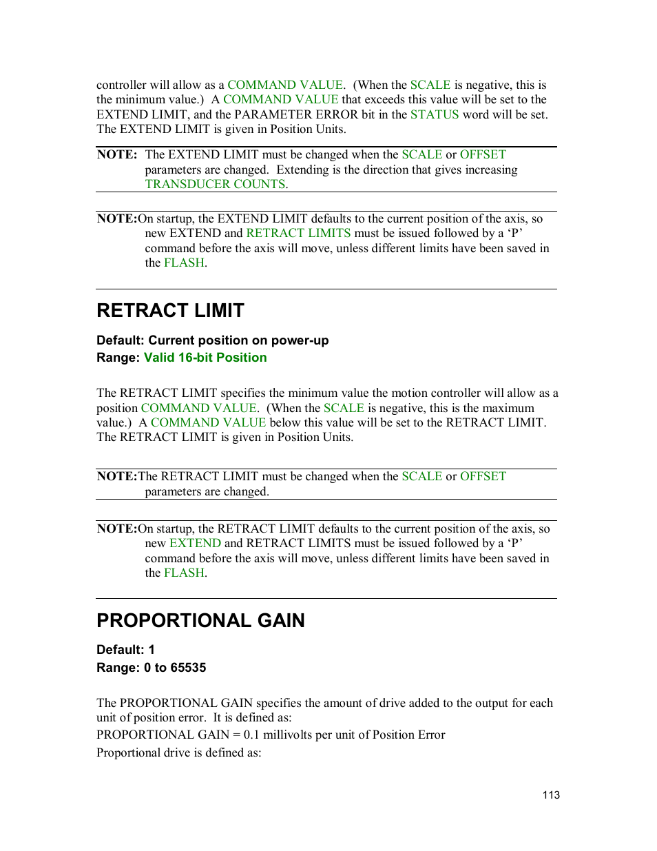 Retract limit, Proportional gain | Delta MMC120 User Manual | Page 113 / 150