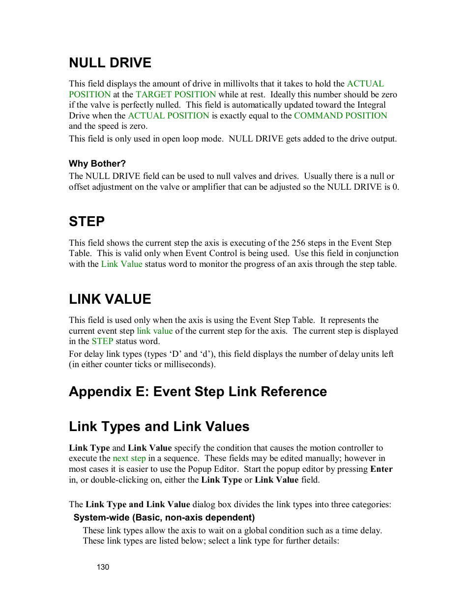 Null drive, Step, Link value | Delta MMC120 User Manual | Page 130 / 150