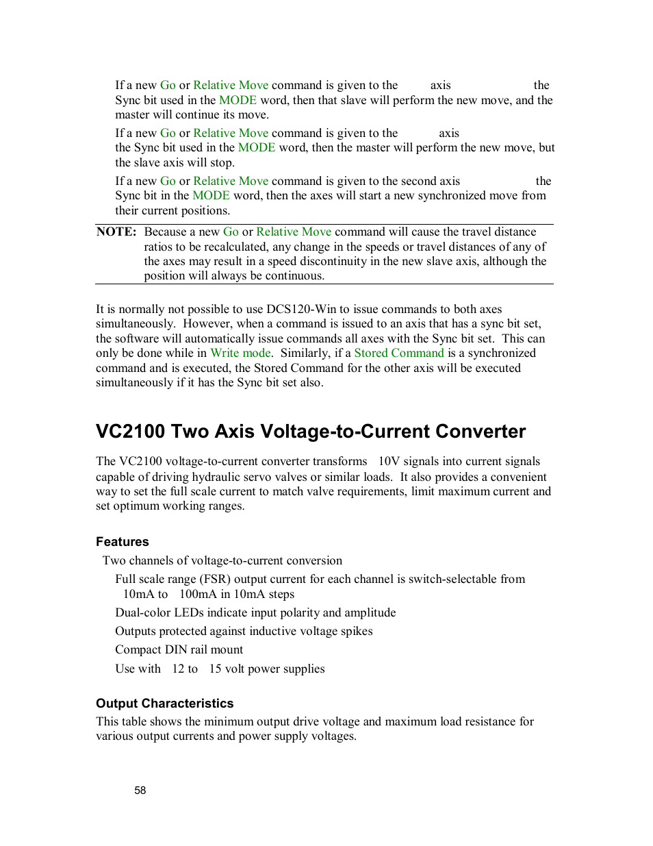 Vc2100 two axis voltage-to-current converter | Delta MMC120 User Manual | Page 58 / 150