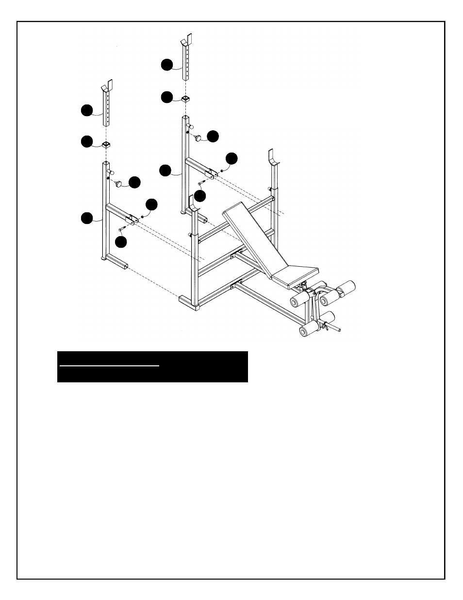 Tools required: wrenches or metric socket set | Deltech Fitness DF1050- Olympic Squat Combo Bench User Manual | Page 14 / 16