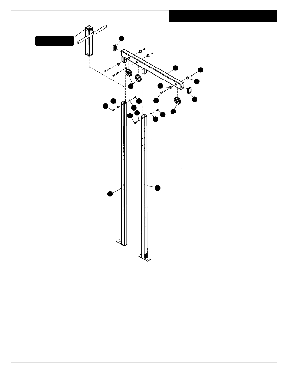 Main frame assembly | Deltech Fitness DF906- Lat/Row Machine User Manual | Page 11 / 16