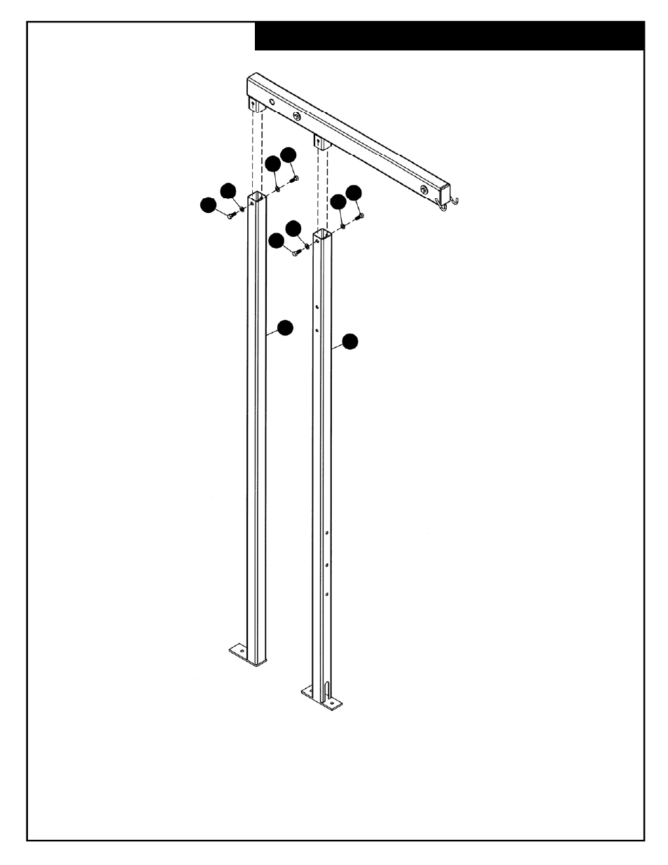 Upper pulley frame installation | Deltech Fitness HG935- Ultimate Lat Machine User Manual | Page 11 / 33